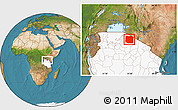 Satellite Location Map of Serengeti, highlighted country