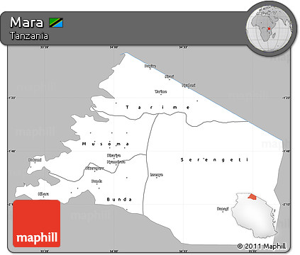 Gray Simple Map of Mara, single color outside