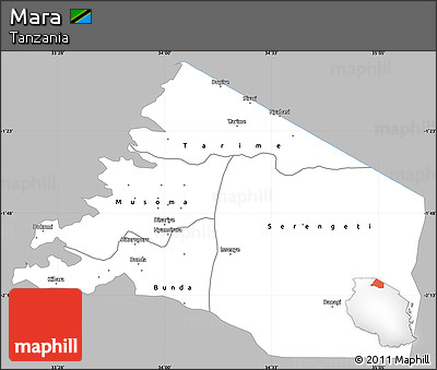 Gray Simple Map of Mara, single color outside