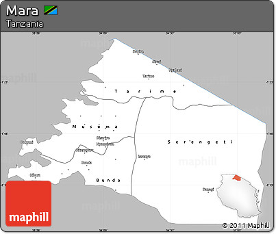 Gray Simple Map of Mara, single color outside