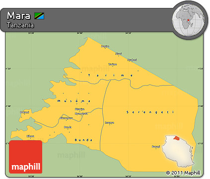Savanna Style Simple Map of Mara, single color outside