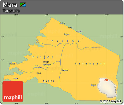 Savanna Style Simple Map of Mara, single color outside