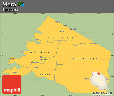 Savanna Style Simple Map of Mara, single color outside