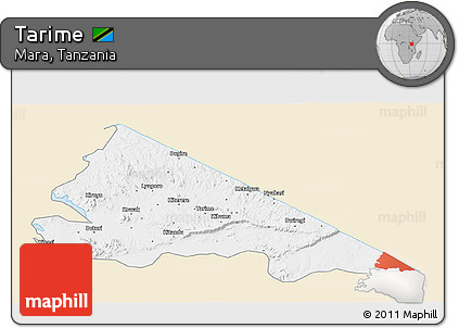 Classic Style 3D Map of Tarime, single color outside