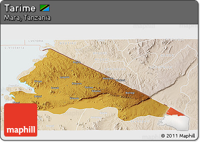 Physical 3D Map of Tarime, lighten