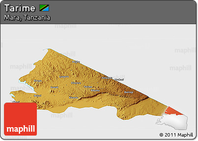 Physical 3D Map of Tarime, single color outside