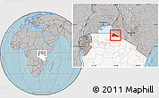 Gray Location Map of Tarime, highlighted country, hill shading