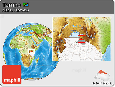 Physical Location Map of Tarime, highlighted country, highlighted parent region