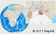 Shaded Relief Location Map of Tarime, highlighted country, highlighted parent region