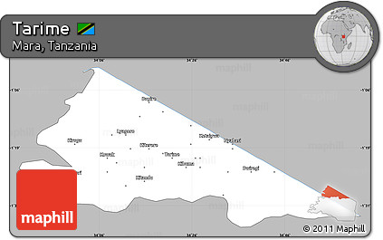 Gray Simple Map of Tarime, single color outside