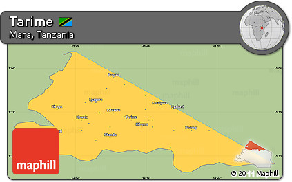 Savanna Style Simple Map of Tarime, single color outside