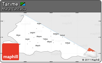 Silver Style Simple Map of Tarime, single color outside
