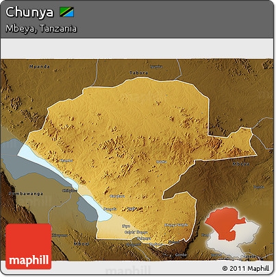Physical 3D Map of Chunya, darken