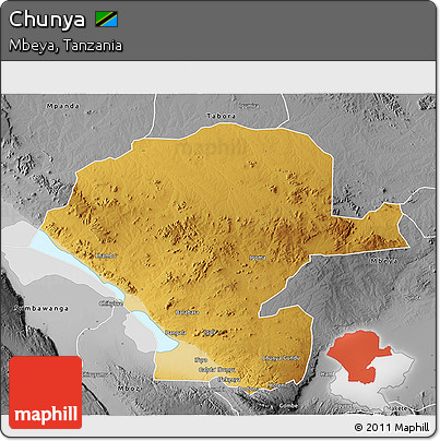Physical 3D Map of Chunya, desaturated