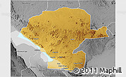 Physical 3D Map of Chunya, desaturated