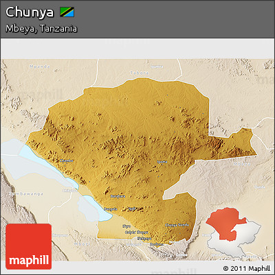 Physical 3D Map of Chunya, lighten