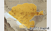 Physical 3D Map of Chunya, semi-desaturated