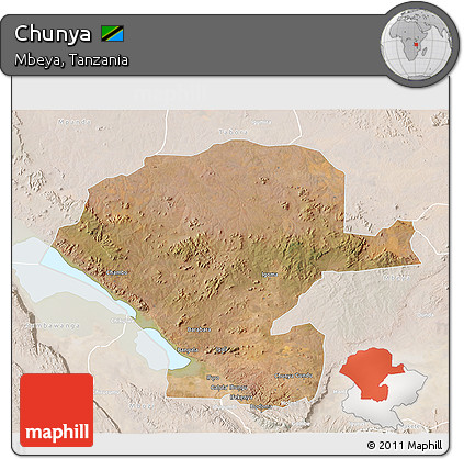 Satellite 3D Map of Chunya, lighten