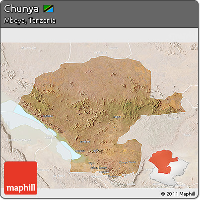 Satellite 3D Map of Chunya, lighten
