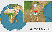 Satellite Location Map of Chunya, highlighted parent region, within the entire country