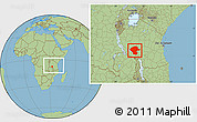 Savanna Style Location Map of Chunya, within the entire country