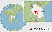 Savanna Style Location Map of Chunya, highlighted country, within the entire country