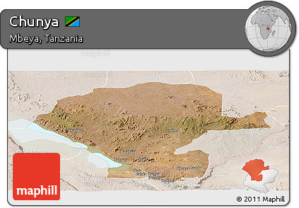 Satellite Panoramic Map of Chunya, lighten