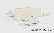 Shaded Relief Panoramic Map of Chunya, single color outside