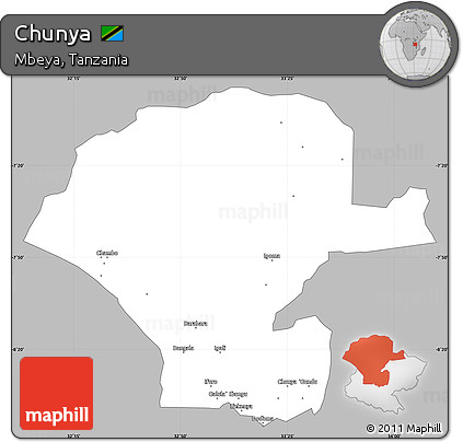 Gray Simple Map of Chunya, single color outside