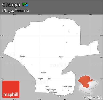 Gray Simple Map of Chunya, single color outside