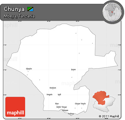 Silver Style Simple Map of Chunya, single color outside
