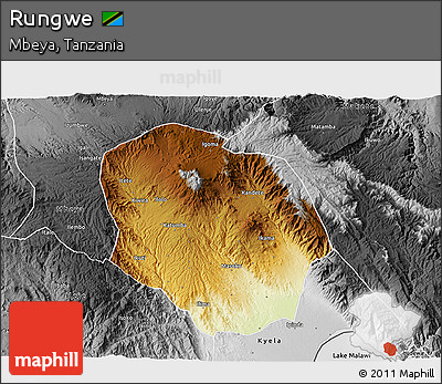 Physical 3D Map of Rungwe, desaturated