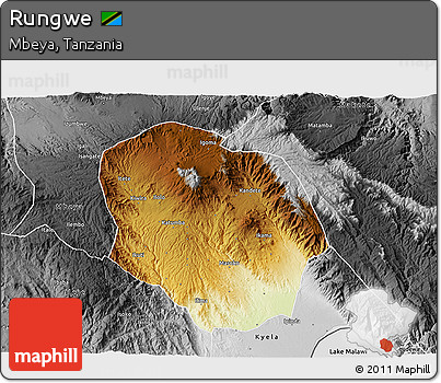 Physical 3D Map of Rungwe, desaturated