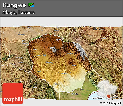 Physical 3D Map of Rungwe, satellite outside