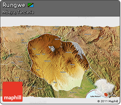 Physical 3D Map of Rungwe, satellite outside