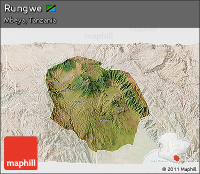 Satellite 3D Map of Rungwe, lighten