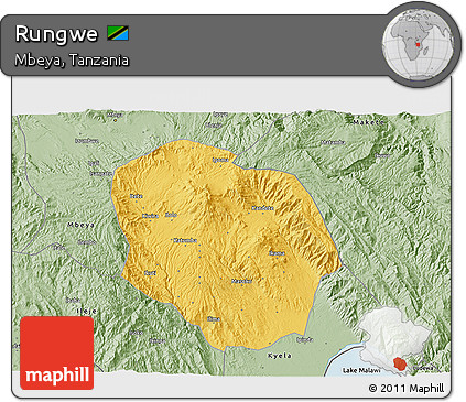 Savanna Style 3D Map of Rungwe