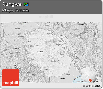 Silver Style 3D Map of Rungwe