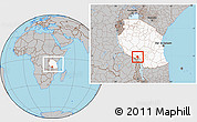 Gray Location Map of Rungwe, highlighted country, within the entire country
