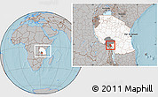 Gray Location Map of Rungwe, highlighted country, highlighted parent region, within the entire country, hill shading