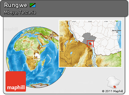 Physical Location Map of Rungwe, highlighted country, highlighted parent region