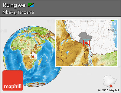 Physical Location Map of Rungwe, highlighted country, highlighted parent region