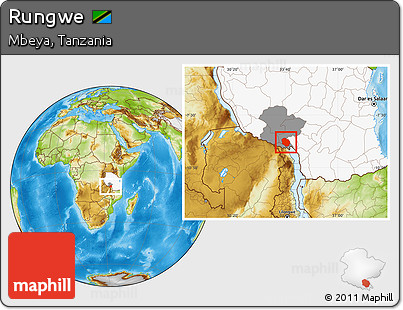 Physical Location Map of Rungwe, highlighted country, highlighted parent region