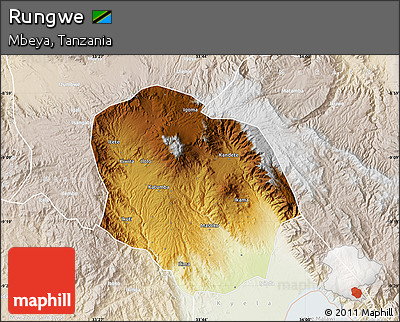 Physical Map of Rungwe, lighten