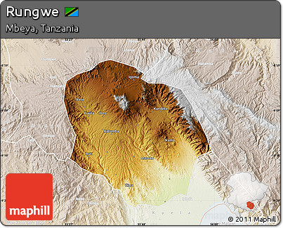 Physical Map of Rungwe, lighten