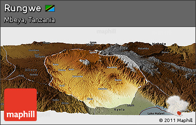 Physical Panoramic Map of Rungwe, darken