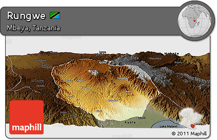 Physical Panoramic Map of Rungwe, darken