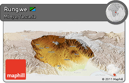 Physical Panoramic Map of Rungwe, lighten