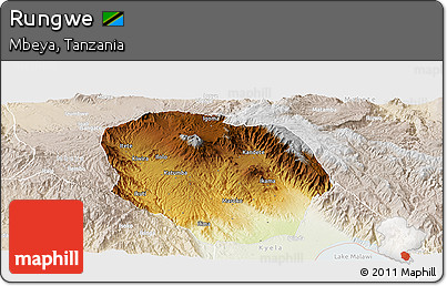 Physical Panoramic Map of Rungwe, lighten