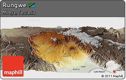 Physical Panoramic Map of Rungwe, semi-desaturated